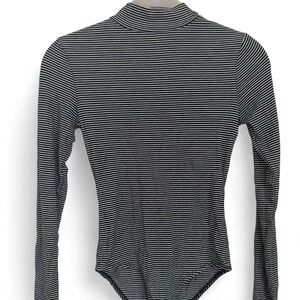 Black and White Striped Long Sleeve Bodice Parisian Chic Dark Academia Grunge